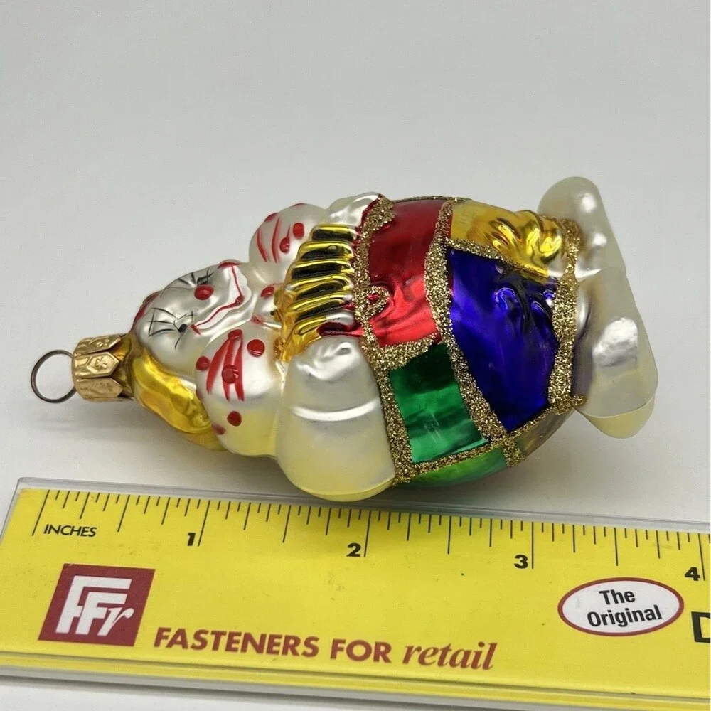 Kurt Adler Polonaise Komozja Hand Blown Glass Clown Accordion Ornament Poland